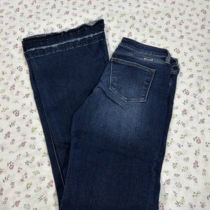 KanCan Dark Flare Jeans with Frayed Hem